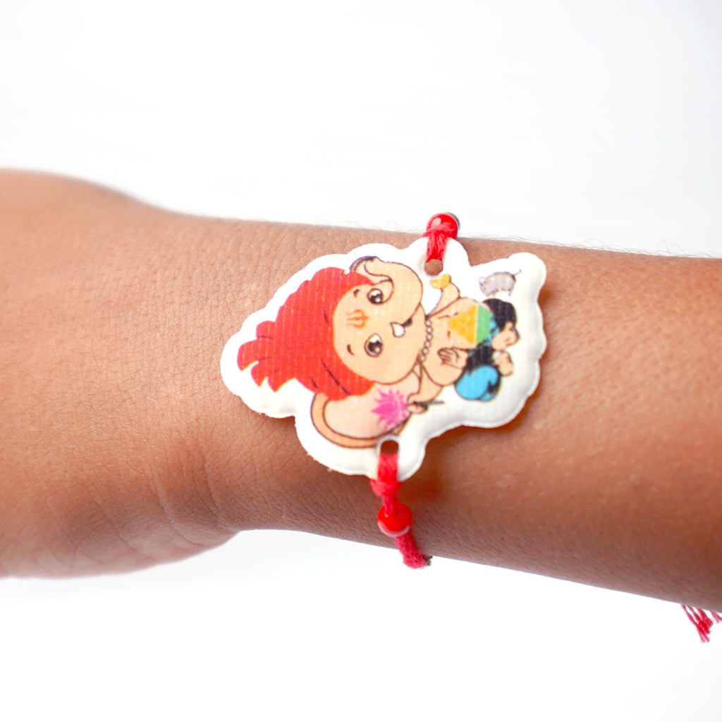 Adorable Little Ganesha Kids Rakhi with Soft Red Thread