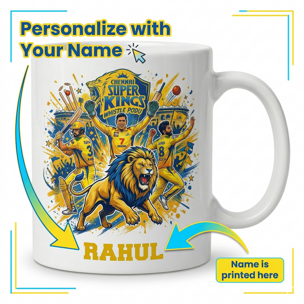 Personalized CSK Whistle Podu Mug with Custom Name