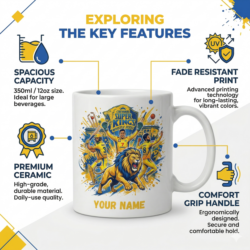 Personalized CSK Whistle Podu Mug with Custom Name