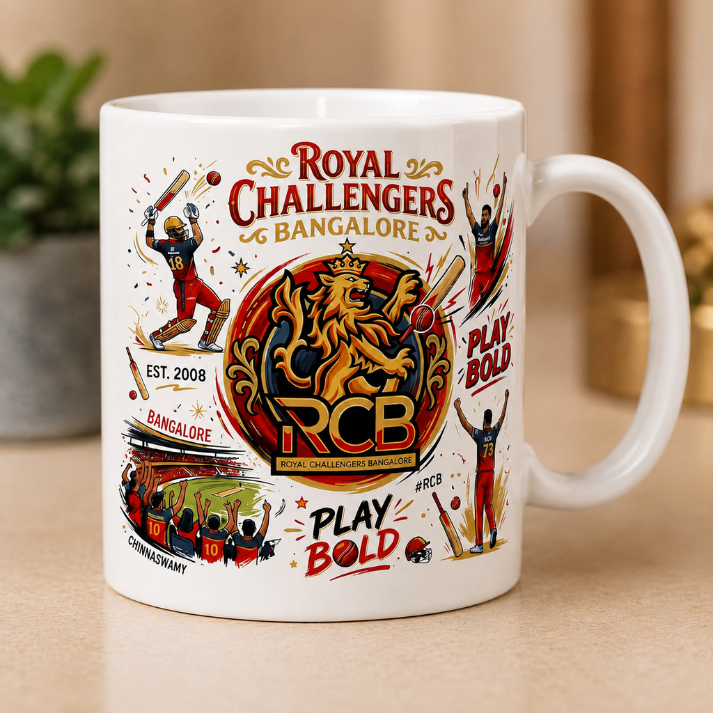 Personalized RCB Fan Ceramic Coffee Mug (350 ml)