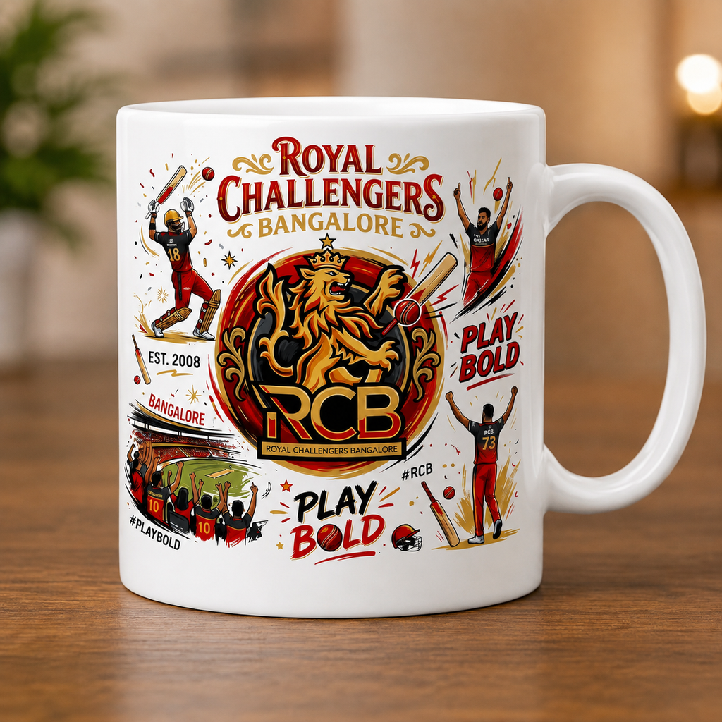Personalized RCB Fan Ceramic Coffee Mug (350 ml)