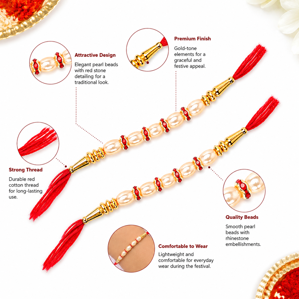 Pearl Rakhi Set of 2