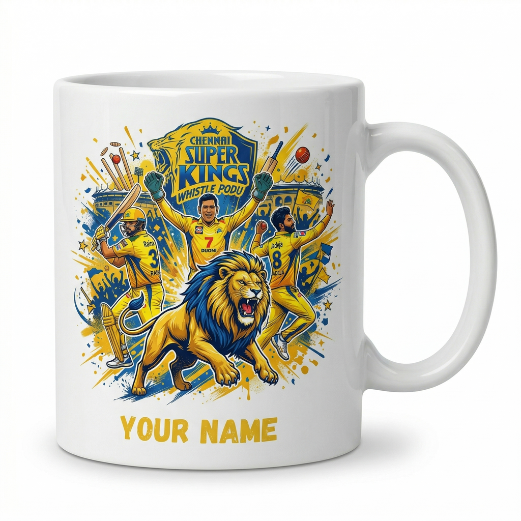 Personalized CSK Whistle Podu Mug with Custom Name